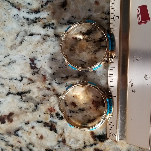 Beaded Gold Hoop Earrings - Picture 11 of 11